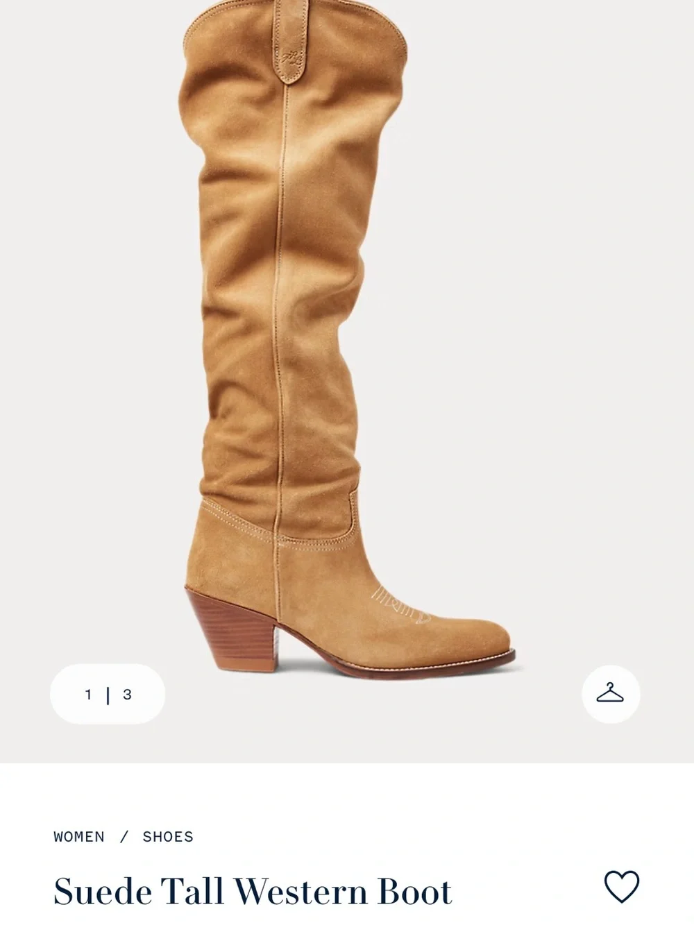 Suede Tall Western Boot in tobacco